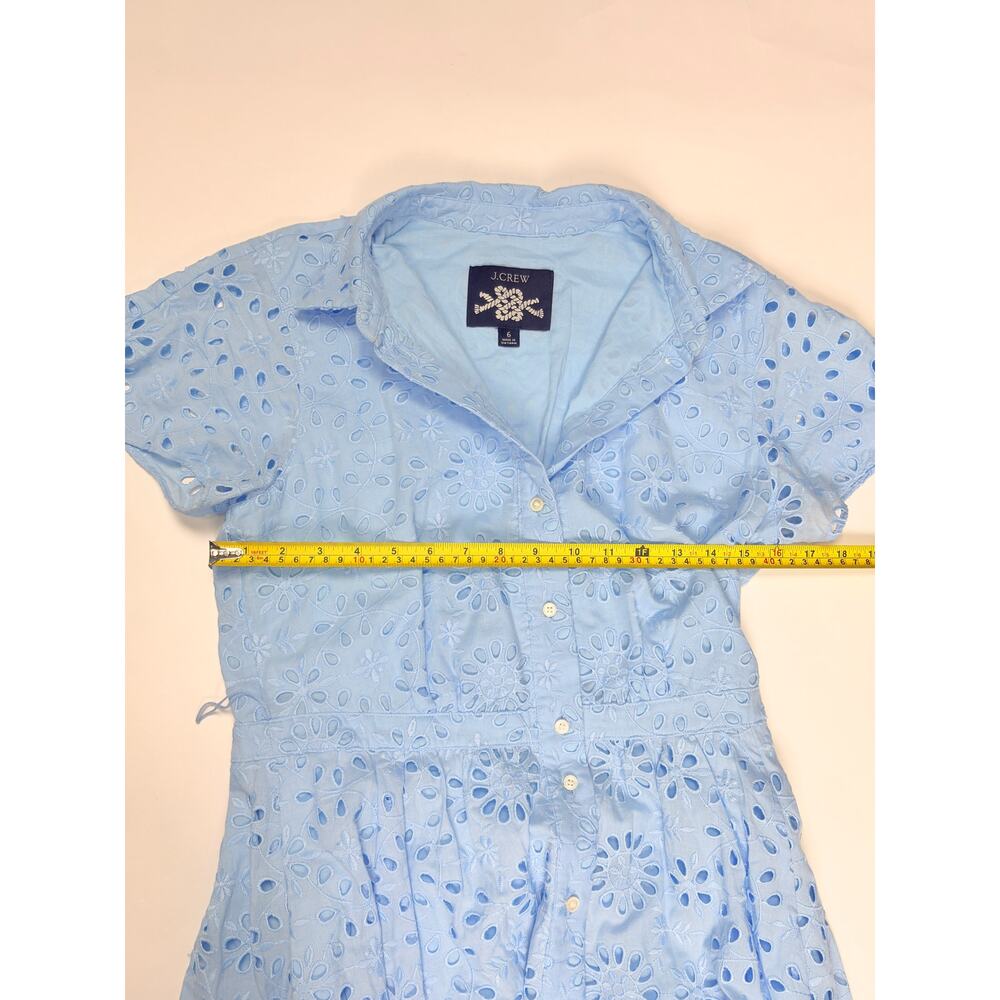 J.Crew Re-Imagined Blue Eyelet Midi Maxi Dress Button Front Cottagecore Coastal - Picture 12 of 16